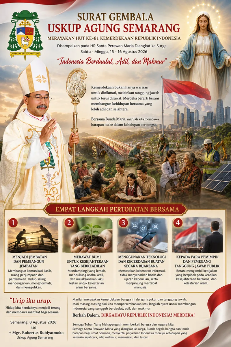 SURAT GEMBALA USKUP AGUNG SEMARANG MERAYAKAN HUT KE-81 KEMERDEKAAN REPUBLIK INDONESIA